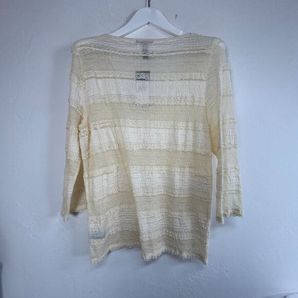 LRL Lauren Jeans Co. Ralph Lauren Womens Cream Textured Stripe Top XL New $69 - Picture 2 of 7